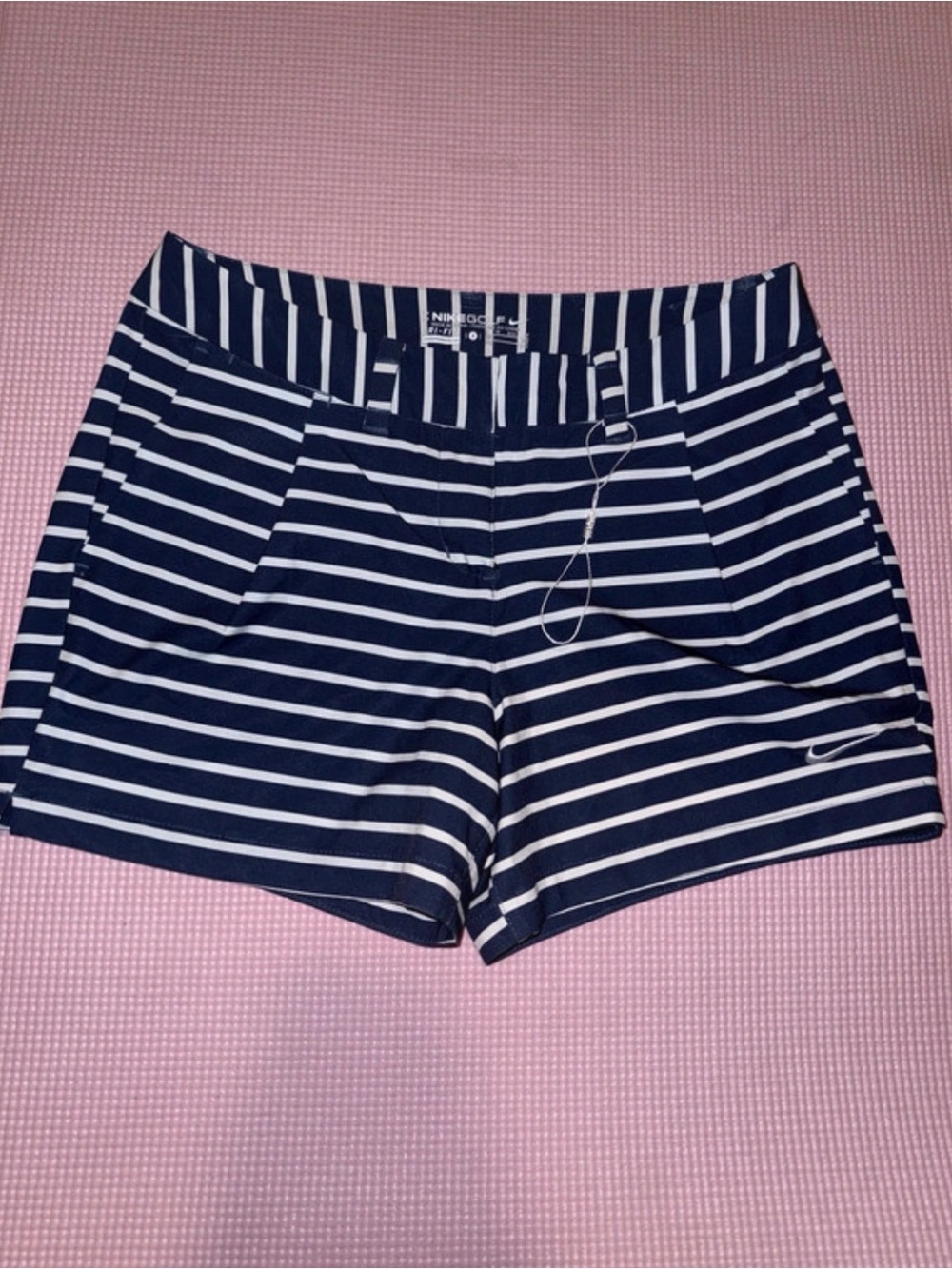 Nike Navy and White Striped Gold Shorts